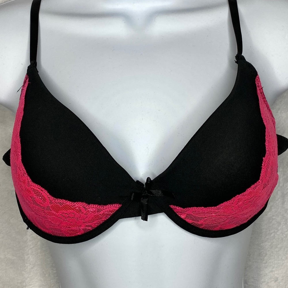 Black with hot pink lace 36c